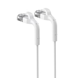 Patchcord kat.6a U/FTP 1Gbps miedź kabel sieciowy skrętka, łamana końcówka 1m biały