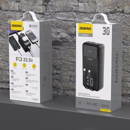 Powerbank 30000mAh z wbudowanymi kablami PD 22.5W - czarny