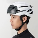 Kask rowerowy z szybką odpinanymi okularami z filtrem UV unisex - biały