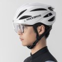 Kask rowerowy z szybką odpinanymi okularami z filtrem UV unisex - biały