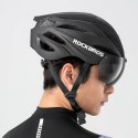 Kask rowerowy z szybką odpinanymi okularami z filtrem UV unisex - czarno brązowy