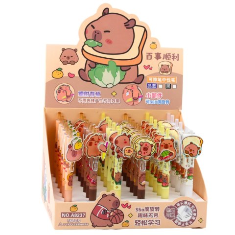 Długopis Żelowy Kapibara Z Obrotowym Elementem Niebieski Tusz 14,5cm Mix