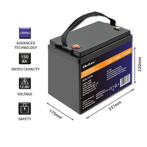 Akumulator LiFePO4 | 12.8V | 150Ah | 1920Wh | BMS