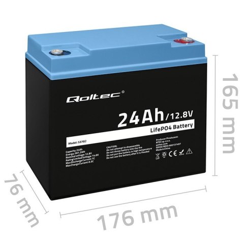 Akumulator LiFePO4 Litowo-Żelazowo-Fosforanowy | 12.8V | 24Ah | 307.2Wh | BMS