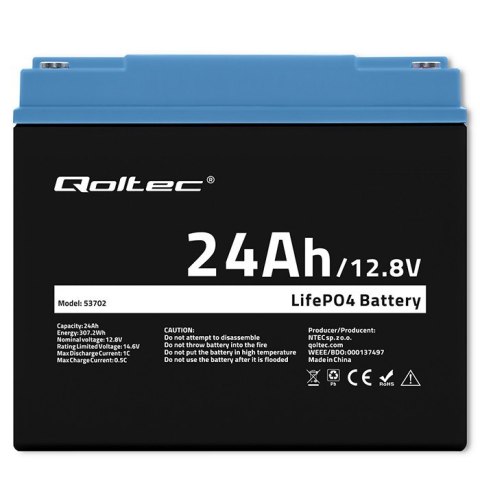 Akumulator LiFePO4 Litowo-Żelazowo-Fosforanowy | 12.8V | 24Ah | 307.2Wh | BMS