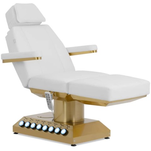 Fotel kosmetyczny SPA podgrzewany 4 silniki 200 kg MARSALA - biało złoty
