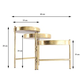 Kwietnik metalowy antyczne złoto 60 cm Metalowy, składany stojak pełniący funkcję stolika pomocniczego lub kwietnika na 3 poziom