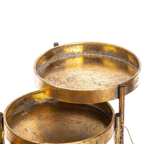 Kwietnik metalowy antyczne złoto 60 cm Metalowy, składany stojak pełniący funkcję stolika pomocniczego lub kwietnika na 3 poziom