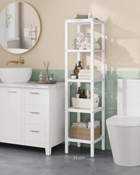 Biały bambusowy regał 5 poziomowy