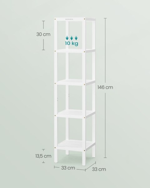 Biały bambusowy regał 5 poziomowy