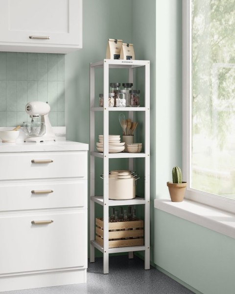 Biały bambusowy regał 5 poziomowy