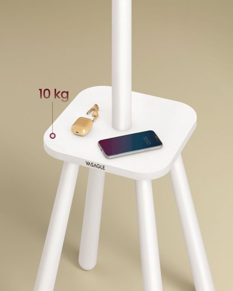 Biały wieszak na ubrania z półką 170,5 cm