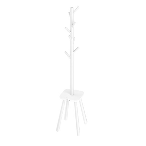 Biały wieszak na ubrania z półką 170,5 cm