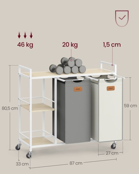 Kosz na pranie 2 komory kremowo-biały