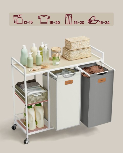 Kosz na pranie 2 komory kremowo-biały