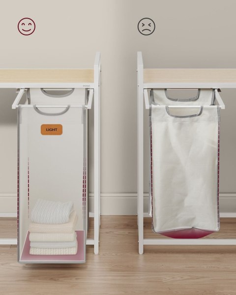 Kosz na pranie 2 komory kremowo-biały