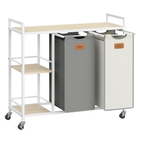 Kosz na pranie 2 komory kremowo-biały