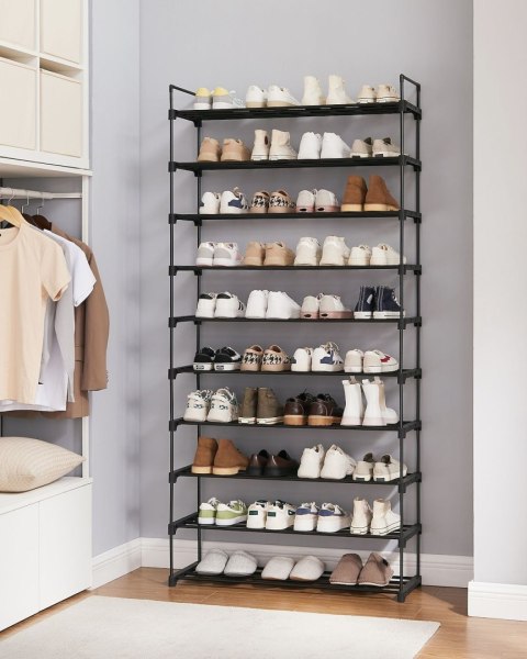 Regał na buty 10 poziomów czarny metal
