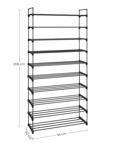Regał na buty 10 poziomów czarny metal