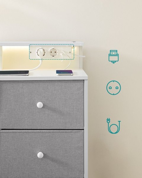 Szara komoda z oświetleniem LED