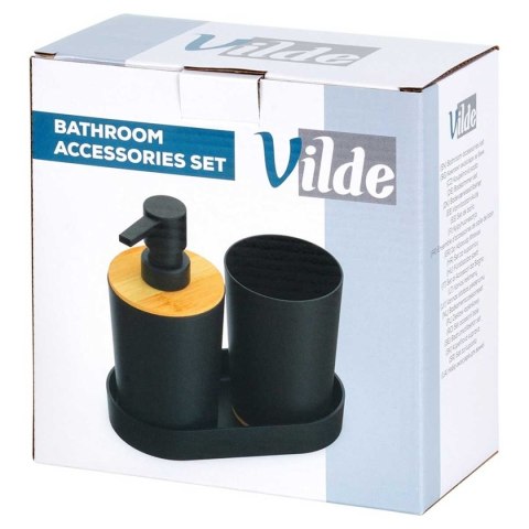 ZESTAW ŁAZIENKOWY DOZOWNIK MYDŁA I KUBEK 567019 czarny