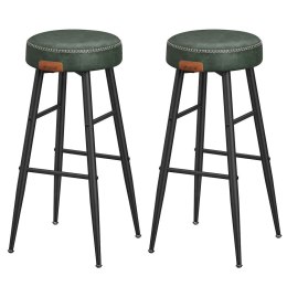 Zestaw 2 wysokich hokerów leśna zieleń Zestaw dwóch wysokich stabilnych hokerów wykonanych ze stali i pianki o wysokiej sprężys