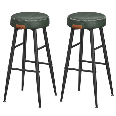 Zestaw 2 wysokich hokerów leśna zieleń Zestaw dwóch wysokich stabilnych hokerów wykonanych ze stali i pianki o wysokiej sprężys