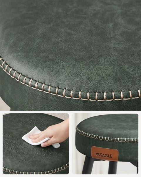 Zestaw 2 wysokich hokerów leśna zieleń Zestaw dwóch wysokich stabilnych hokerów wykonanych ze stali i pianki o wysokiej sprężys