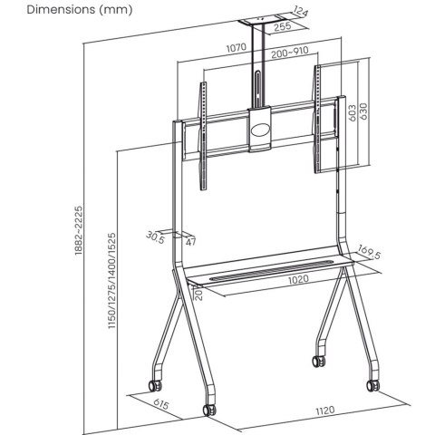 MOBILNY STOJAK+UCHWYT DO TV 55-100" 120KG S-14 ART Vesa 900x600 HEAVY DUTY