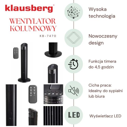 WENTYLATOR KOLUMNOWY PODŁOGOWY Z PILOTEM KLAUSBERG KB-7470
