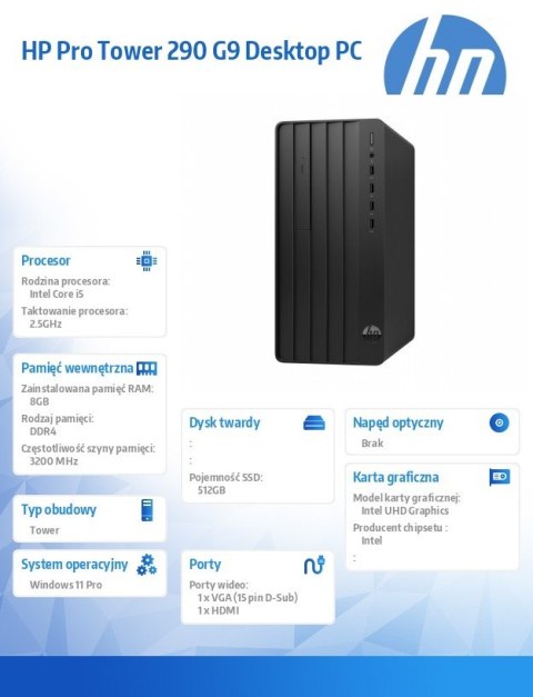 Komputer 290 Tower G9 i5-14400 512GB/8GB/W11P B6ZB1ET