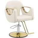 Fotel fryzjerski barberski z podnóżkiem BARTON - kremowy