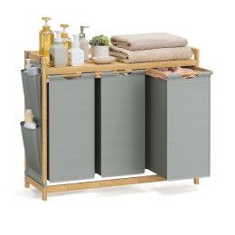 Bambusowy kosz na pranie komory szary 3 x 50 L