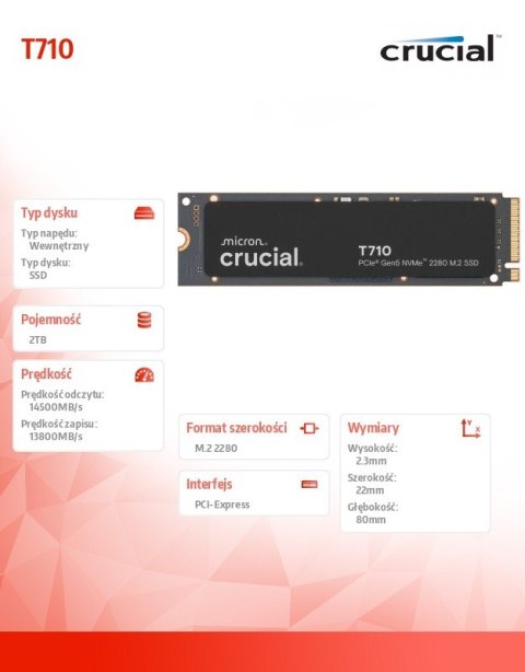 Dysk SSD T710 2TB M.2 NVMe 2280 PCIe 5.0 14500/13800