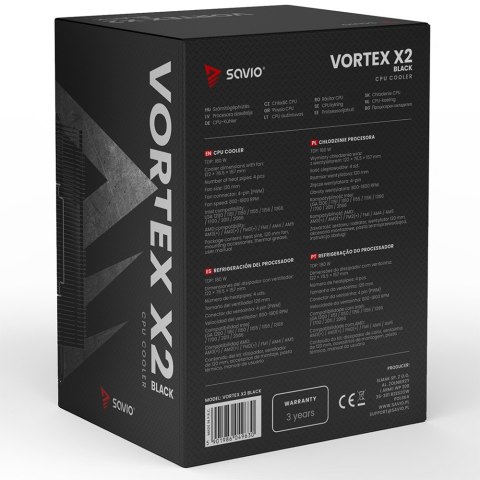 Chłodzenie procesora CPU Vortex X2 Black