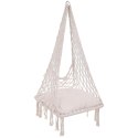 HAMAK AŻUROWY FOTEL WISZĄCY BOCIANIE GNIAZDO 60x60x150CM Z PODUSZKĄ ECRU