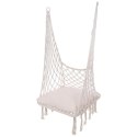 HAMAK AŻUROWY FOTEL WISZĄCY BOCIANIE GNIAZDO 60x60x150CM Z PODUSZKĄ ECRU