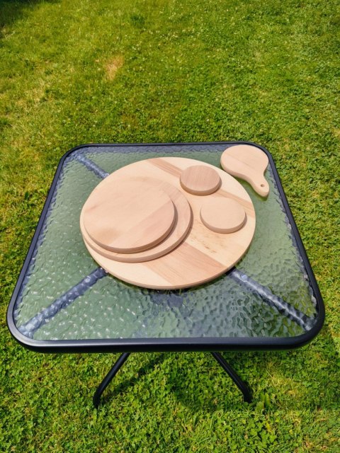 Deska do krojenia drewniana okrągła 45 cm | Deska do serwowania pizzy