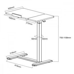 Mobilne biurko/stand do laptopa MC-120W, 76-109 CM