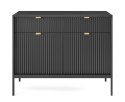 Loftowa komoda NOVA KSZ-104C czarna Nowoczesna komoda na metalowych nogach, w stylu industrialnym, ryflowane fronty, w kolorze c