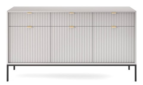 Loftowa komoda NOVA KSZ-154S szara Nowoczesna komoda na metalowych nogach, w stylu industrialnym, ryflowane fronty, w kolorze sz