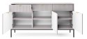Loftowa komoda NOVA KSZ-154S szara Nowoczesna komoda na metalowych nogach, w stylu industrialnym, ryflowane fronty, w kolorze sz