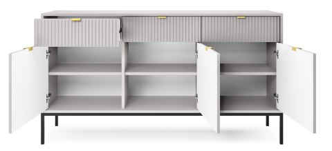 Loftowa komoda NOVA KSZ-154S szara Nowoczesna komoda na metalowych nogach, w stylu industrialnym, ryflowane fronty, w kolorze sz