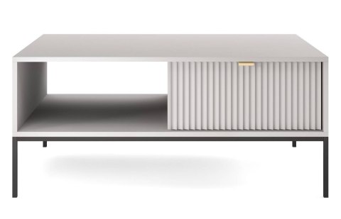 Loftowa ława stolik NOVA L-104S szary Nowoczesna ława, stolik kawowy na metalowych nogach, w stylu industrialnym, z ryflowanym f