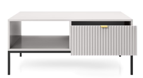 Loftowa ława stolik NOVA L-104S szary Nowoczesna ława, stolik kawowy na metalowych nogach, w stylu industrialnym, z ryflowanym f