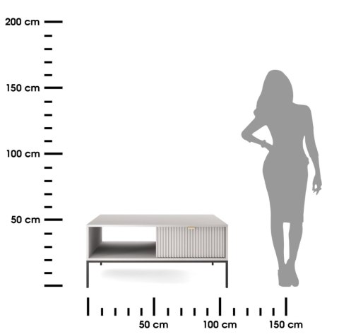 Loftowa ława stolik NOVA L-104S szary Nowoczesna ława, stolik kawowy na metalowych nogach, w stylu industrialnym, z ryflowanym f