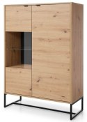Loftowa witryna Amber AWT93 Dąb ArtisanNowoczesna witryna na metalowych nogach, w stylu industrialnym, z płyty meblowej w kolorz