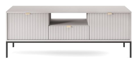Szafka RTV NOVA RTV-154S szara Nowoczesna szafka RTV na metalowych nogach, w stylu industrialnym, ryflowane fronty, w kolorze sz
