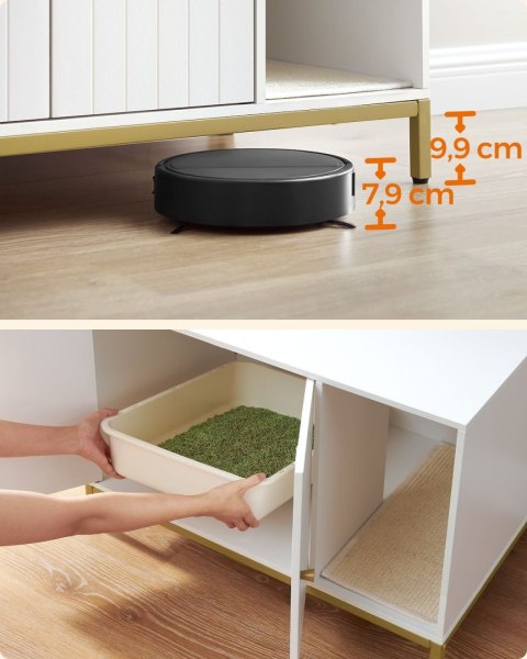 Zabudowa kuweta dla kota w białej szafce