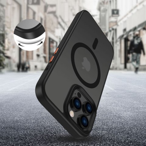 Etui case na iPhone 16 Pro Max z nakładkami na przyciski MagMat Magsafe - czarny mat